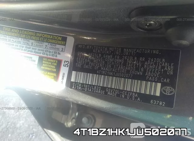 4T1BZ1HK1JU502077 фото 10