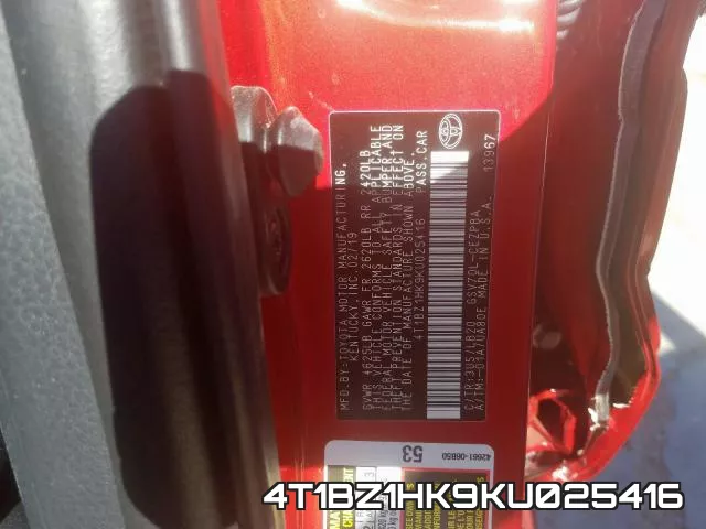4T1BZ1HK9KU025416 фото 2
