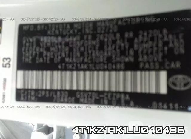 4T1KZ1AK1LU040486 фото 10