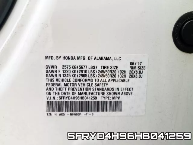 5FRYD4H96HB041259 фото 2