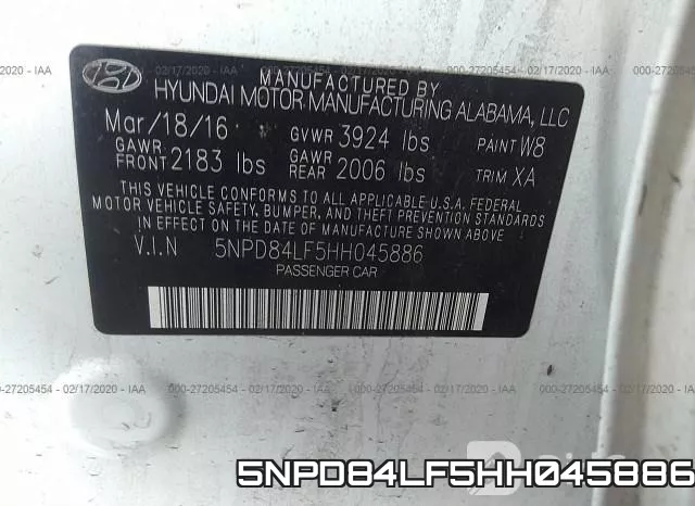 5NPD84LF5HH045886 фото 10