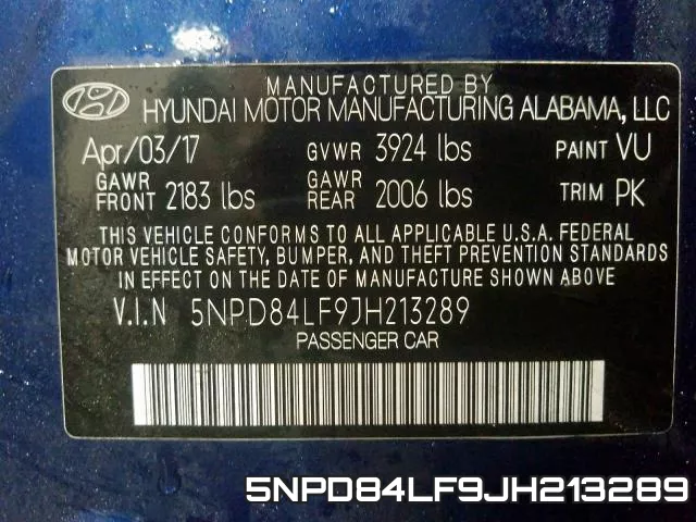 5NPD84LF9JH213289 фото 2