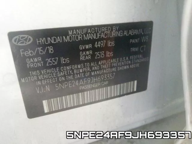 5NPE24AF9JH693357 фото 2