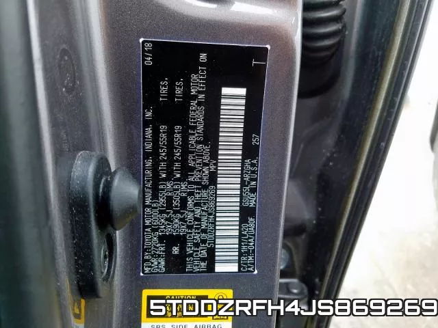 5TDDZRFH4JS869269 фото 2