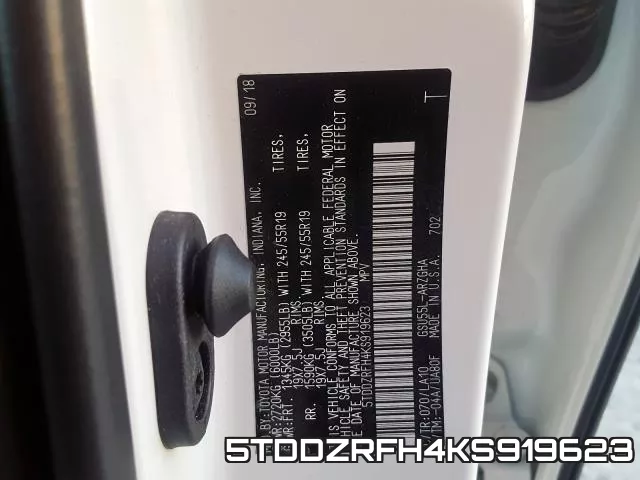 5TDDZRFH4KS919623 фото 2