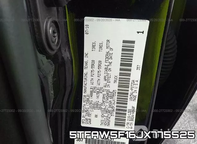 5TFAW5F16JX775525 фото 10
