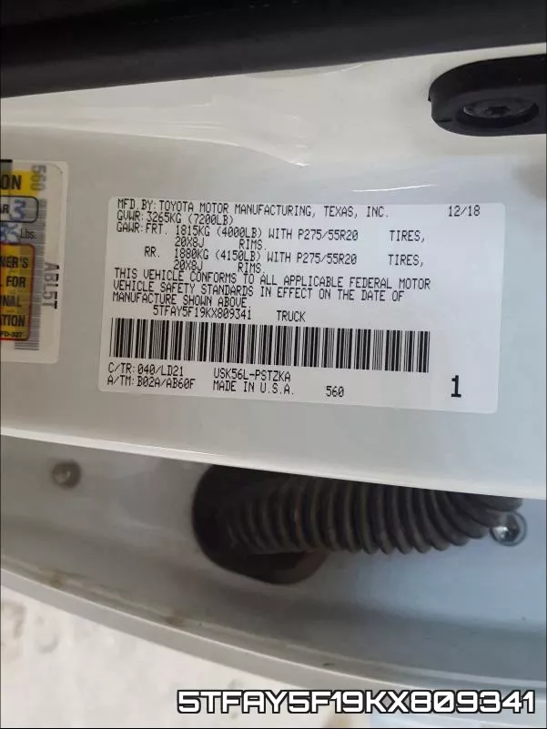 5TFAY5F19KX809341 фото 2
