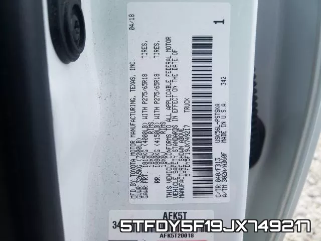 5TFDY5F19JX749217 фото 2