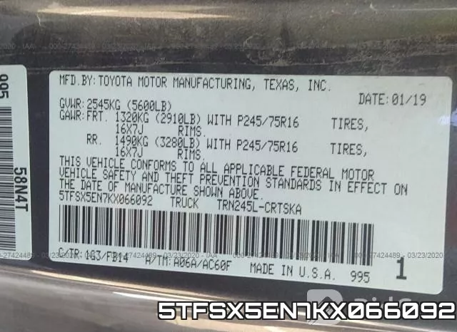 5TFSX5EN7KX066092 фото 10