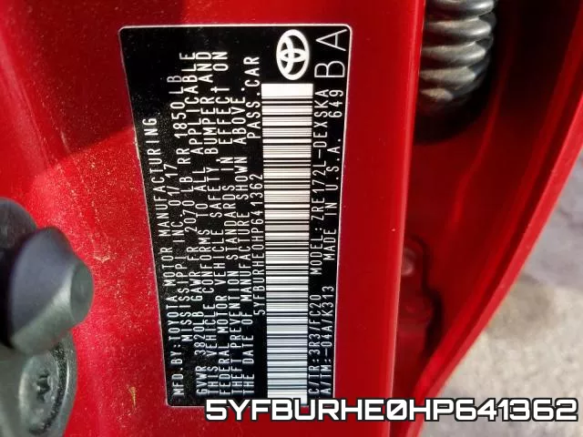 5YFBURHE0HP641362 фото 2
