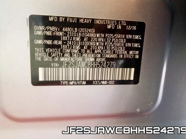 JF2SJAWC8HH524279 фото 2