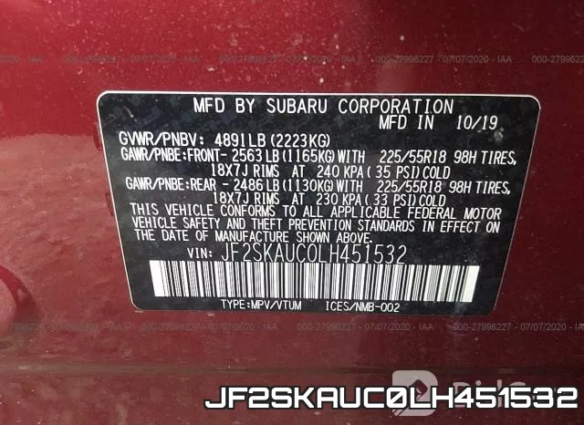 JF2SKAUC0LH451532 фото 10