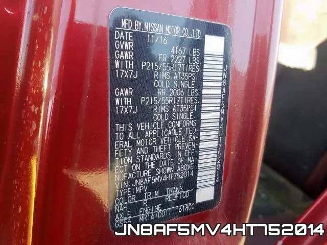 JN8AF5MV4HT752014 фото 2
