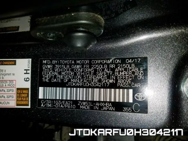 JTDKARFU0H3042117 фото 2