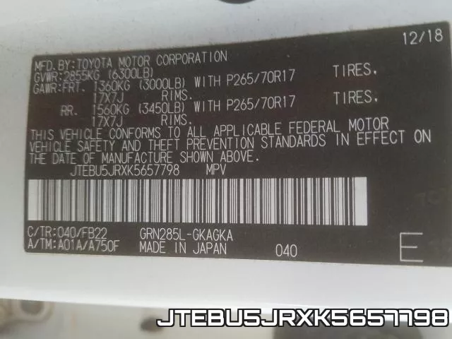 JTEBU5JRXK5657798 фото 2