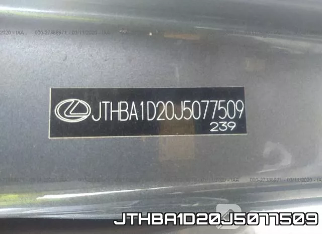 JTHBA1D20J5077509 фото 9