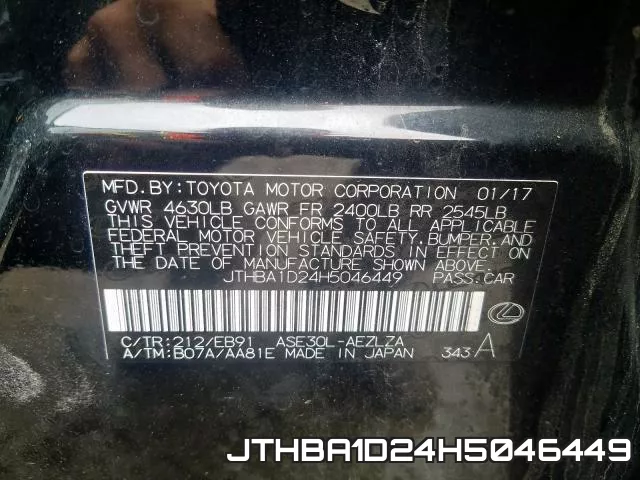 JTHBA1D24H5046449 фото 2