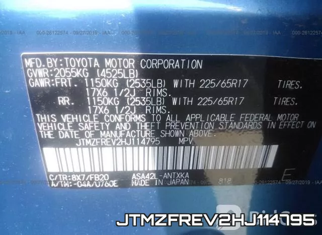 JTMZFREV2HJ114795 фото 10