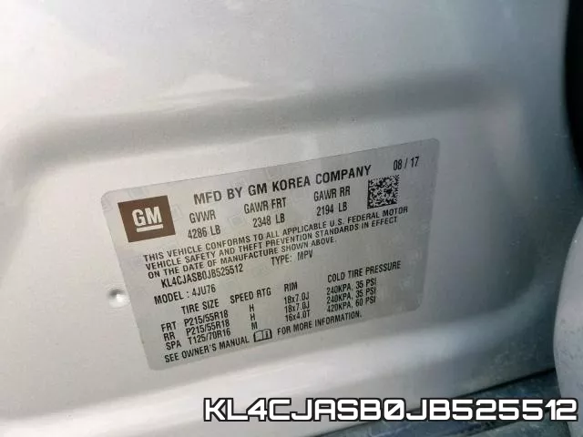 KL4CJASB0JB525512 фото 2