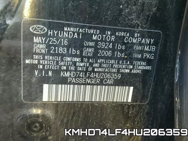 KMHD74LF4HU206359 фото 2