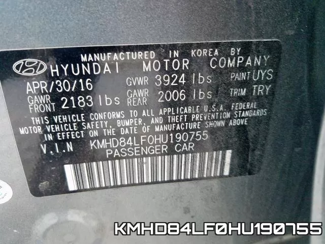 KMHD84LF0HU190755 фото 2