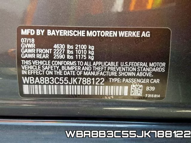 WBA8B3C55JK788122 фото 2
