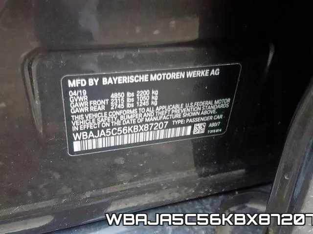 WBAJA5C56KBX87207 фото 2