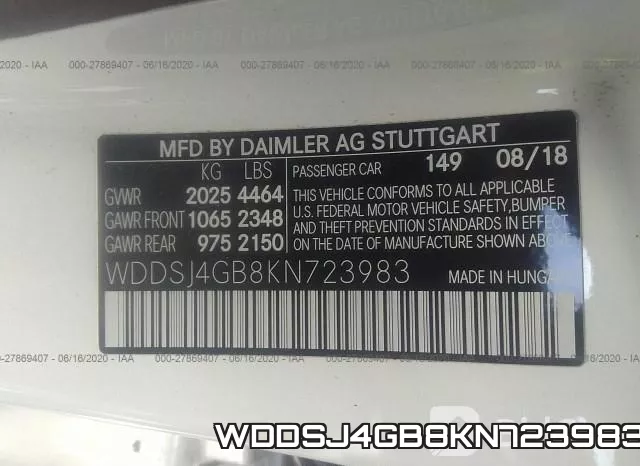 WDDSJ4GB8KN723983 фото 10