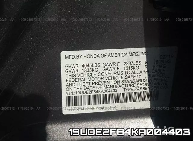 19UDE2F84KA004403 фото 10