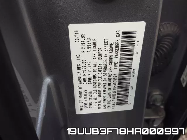 19UUB3F78HA000997 фото 2