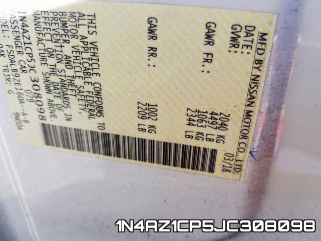 1N4AZ1CP5JC308098 фото 2