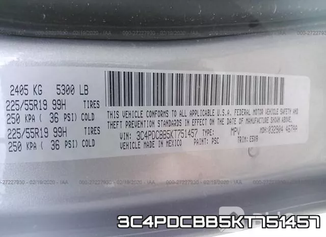3C4PDCBB5KT751457 фото 10