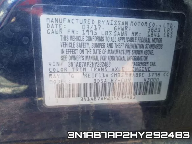 3N1AB7AP2HY292483 фото 2