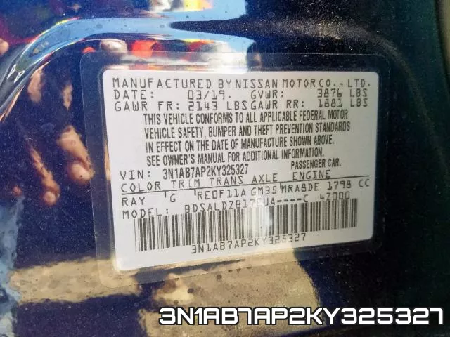 3N1AB7AP2KY325327 фото 2