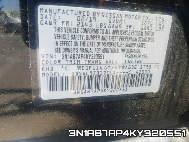 3N1AB7AP4KY320551 фото 2