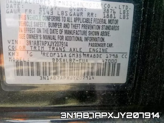 3N1AB7APXJY207914 фото 2