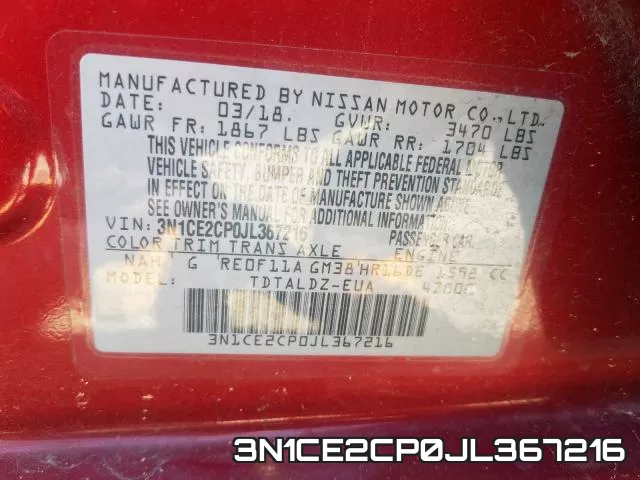 3N1CE2CP0JL367216 фото 2