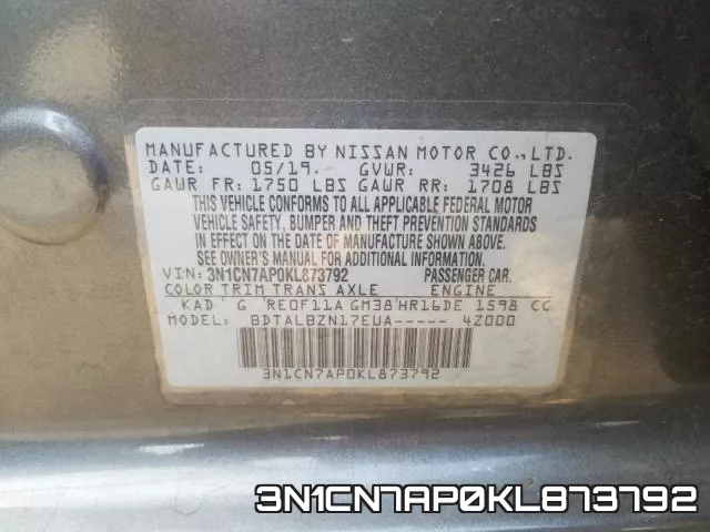 3N1CN7AP0KL873792 фото 2