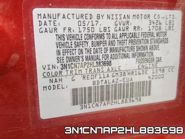 3N1CN7AP2HL883698 фото 2