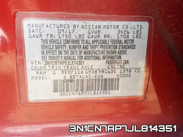 3N1CN7AP7JL814351 фото 2