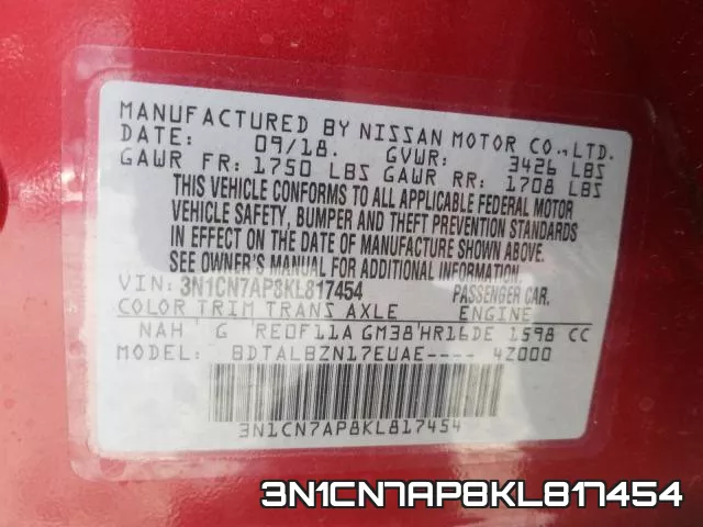 3N1CN7AP8KL817454 фото 2