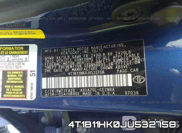 4T1B11HK0JU532758 фото 10