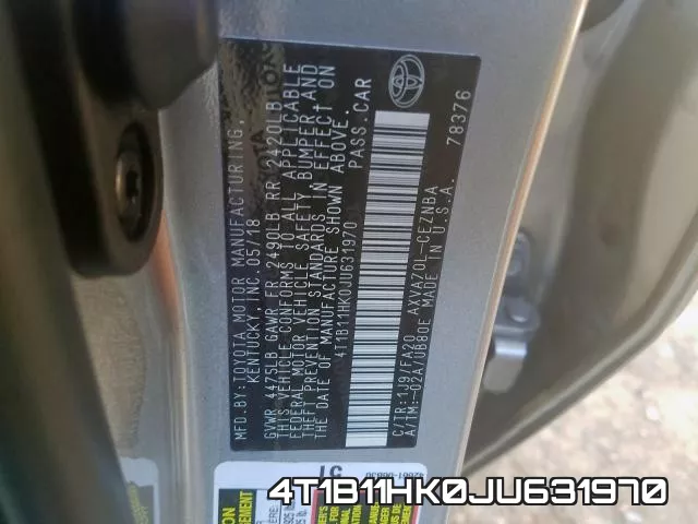 4T1B11HK0JU631970 фото 2
