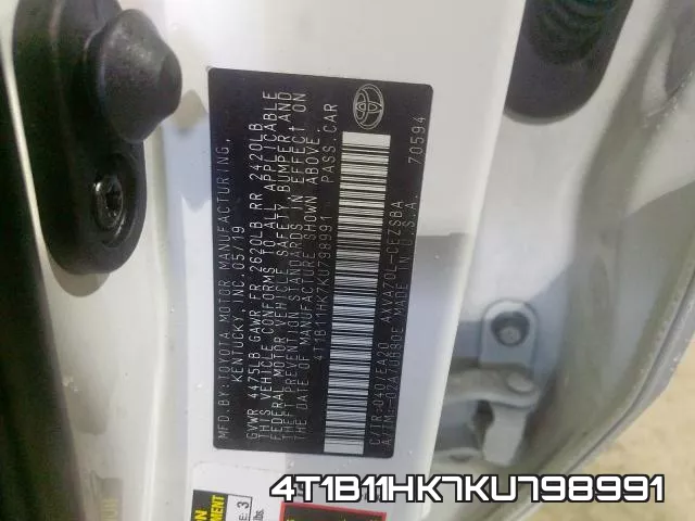 4T1B11HK7KU798991 фото 2