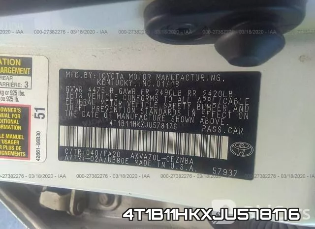 4T1B11HKXJU578176 фото 10