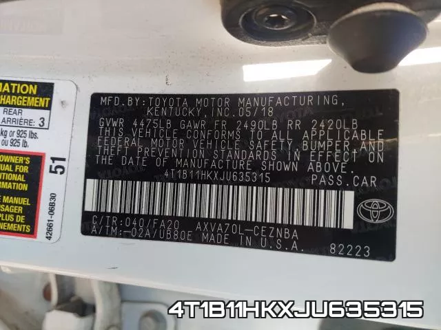 4T1B11HKXJU635315 фото 2