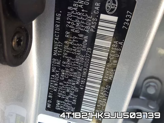 4T1B21HK9JU503739 фото 2