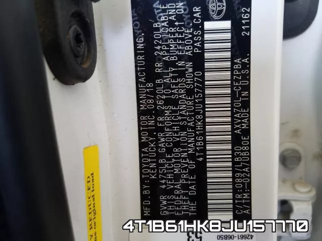 4T1B61HK8JU157770 фото 2