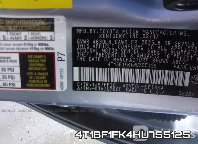 4T1BF1FK4HU755125 фото 10