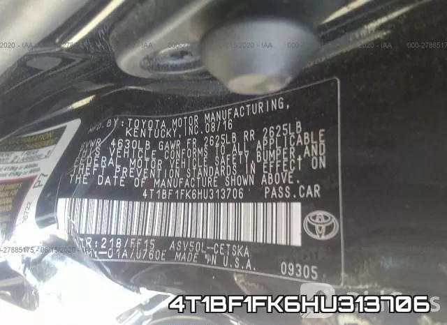 4T1BF1FK6HU313706 фото 10